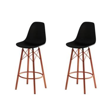 Imagem de Conjunto 2 Banquetas Eames Design Moderno Tubo de Ferro Cobre Assento 