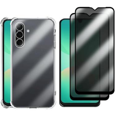 Imagem de Kit 2 Películas Anti-Espião Privacidade + Capa Antichoque Transparente com Bordas Reforçadas para Samsung Galaxy A26, Proteção Total