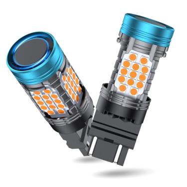 Imagem de evntyps 4257NA LED amarelo âmbar, lâmpada LED de seta 4257 com resistor embutido para Ford Maverick Lariat F-150 F-250 F-350 CANBUS livre de erros, anti hiperflash, lâmpada pisca-pisca frontal