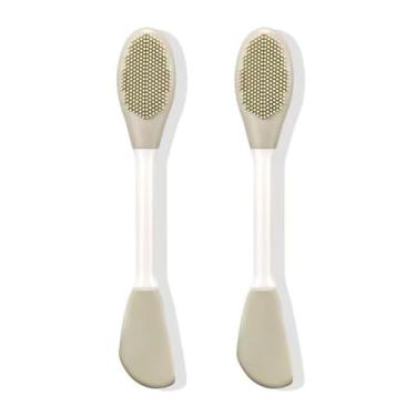 Imagem de 2 escovas de silicone para limpeza facial, duas em um, máscaras faciais para cuidados com a pele para limpeza de poros