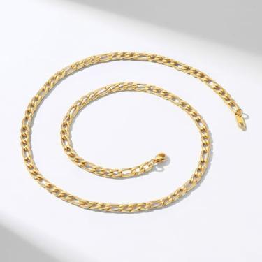 Imagem de Colar masculino de aço inoxidável, corrente de elos cubanos, preto/prata/ouro rosa/ouro, corrente masculina hip hop, joias 46/56/71/76 cm, 22inch, Cobre, Sem Pedra Preciosa