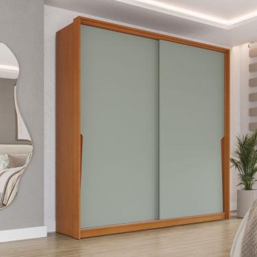 Imagem de Guarda Roupa Roupeiro 2 Portas de Correr 2 Gavetas Porto Freijó Verde Politorno Móveis