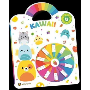 Imagem de Cata-Vento Colorido - Kawaii - Livro Para Pintar C/ 12 Giz de Cera - G