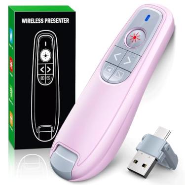 Imagem de Clicker de apresentação sem fio para apresentador remoto, USB C PowerPoint Clicker para apresentação com ponteiro laser, RF 2,4 GHz ponteiro de computador Clicker Slide Advancer para Mac