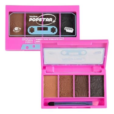 Imagem de Sombra Para Sobrancelhas Ruby Rose Brow Mix Popstar – Define, Preenche e Realça Com Textura Suave e Duradoura 4 Tons Com Pincel Aplicador