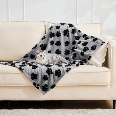 Imagem de Cobertor para cães Qeils 76x102cm 280GSM Coral Fleece Black Paws
