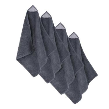 Imagem de Pacote com 4 panos de limpeza de microfibra – borrachas reutilizáveis apagáveis a seco para quadros brancos, quadros-negros, quadros de vidro, ideais para casa, escritório e escola (cinza, 25 x 24 cm)