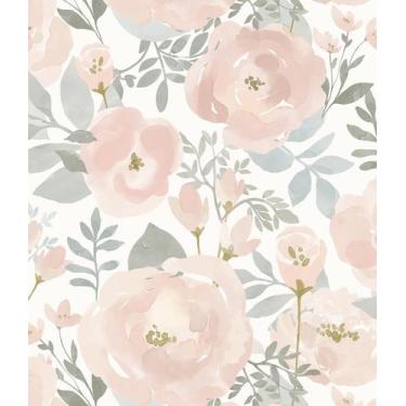 Imagem de Papel de parede Orainege Floral 44 cm x 500 cm Vinil rosa claro
