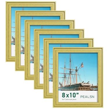 Imagem de PEALSN Conjunto de 6 porta-retratos 20 x 25 cm, exiba imagens 12 x 17 com tapete ou 20 x 25 sem tapete, molduras para galeria de parede para montagem na parede ou exibição de mesa, Glod
