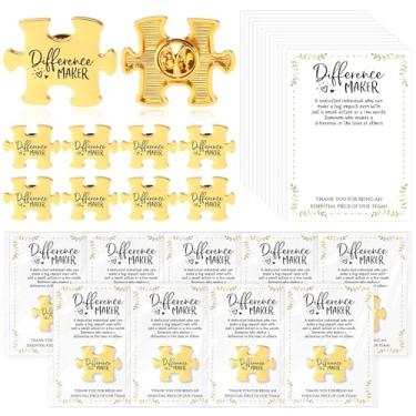 Imagem de Solsew Presentes inspiradores para funcionários em massa, broche de quebra-cabeça com cartões de agradecimento inspiradores e bolsas para voluntários da equipe, Metal Papel, Sem Pedra Preciosa