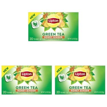 Imagem de Sacos de chá verde Lipton Honey Ginger sem açúcar 60 unidades