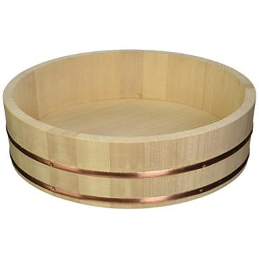 Imagem de Happy Sales Tigela de mistura de sushi Oke Hangiri de madeira, 35,5 cm, natural