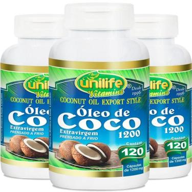 Imagem de Kit 3 Óleo De Coco Extra Virgem 120cap