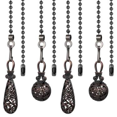 Imagem de 4 peças pingente vintage vazado para ventilador de teto, extensor de corrente vazado, suspensores de 35,5 cm, decorativo, extensão, corrente com contas, ornamentos de cordas para ventiladores de teto