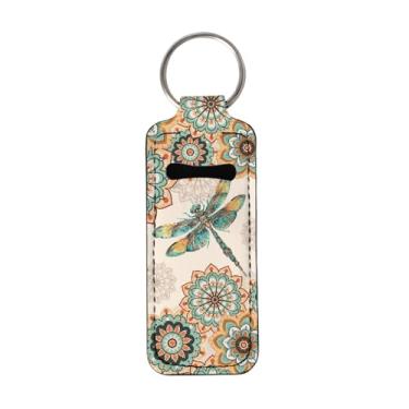 Imagem de gearider Porta-batom Dragonfly Porta-chaves Boho Floral Batom Manga Moderna Protetor Labial Portátil Bolsa de Brilho Labial Suporte de Tubo Uso em Viagem