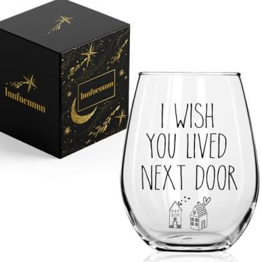 Imagem de Presentes de amizade de longa distância para melhores amigos, presentes "I Wish You Lived Next Door", presente exclusivo de taça de vinho de amizade para aniversário, Natal