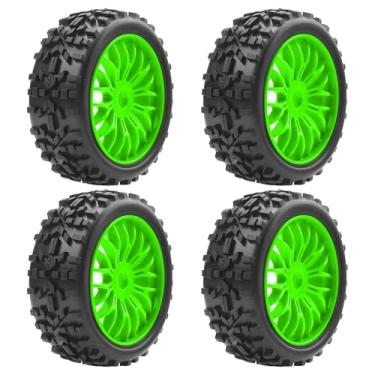 Imagem de 4Pcs Vgoohobby OD116mm RC 1/8 Off Road Buggy Rubber Tires w/Plastic Wheel Rims 17mm Hex Hub Compatible with 1/8 HSP HPI Hobao Tamiya Traxxas Kyosho Arrma RC Off Road Buggy (Green)