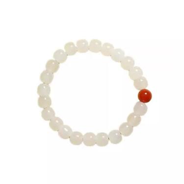 Imagem de Pulseira de jade de nefrite branca natural para mulheres, miçangas de 6x7mm