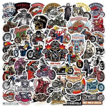 Imagem de Pacote de adesivos de motocicleta Cool Biker Helmet & Motorbike x50