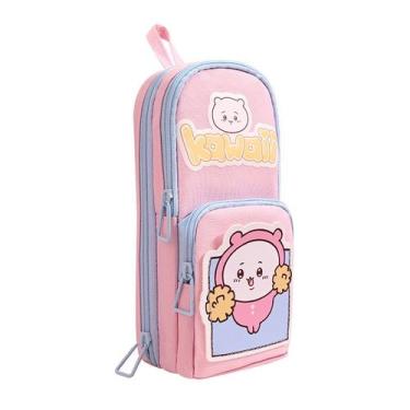 Imagem de Estojo de lápis Kawaii Bear Design Oxford de grande capacidade - yiwei