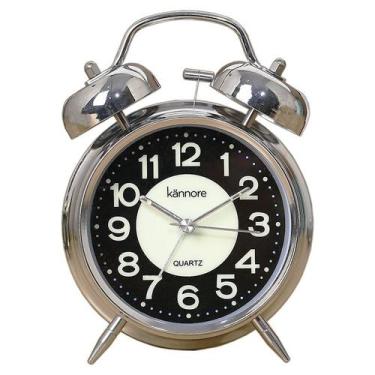 Imagem de Despertador retro Twin Bell 7,62 cm com mostrador luminoso silencioso 