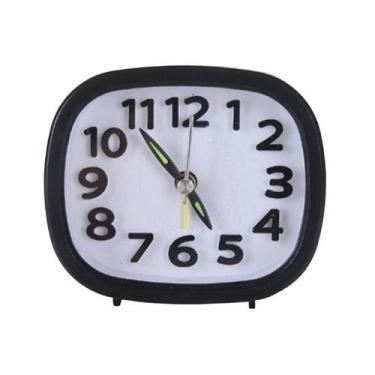Imagem de Despertador simples, preto, analógico, silencioso, sem tique-taque - y