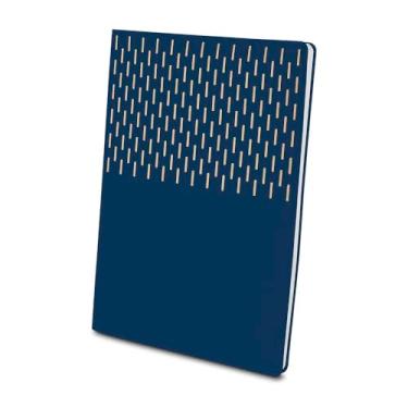 Imagem de Caderno de Anotações com Capa Dura em Poliéster, 80 Folhas Pautadas, Cor Bege, com Elástico (Kit Escritório A5 Azul)