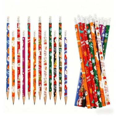 Imagem de Nydotd 50 lápis de Natal, lápis de madeira de Natal a granel com borrachas para lembrancinhas de festa de inverno, presentes de troca de Natal, sacos de brindes, enchimentos, escola, sala de aula