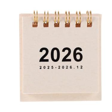 Imagem de MAGICLULU Mini Calendário de Mesa 2026 Com Espiral, Ideal para Decoração de Escritório, Planejador Anual Compacto para Fácil Organização Diária, Bege