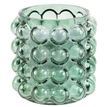 Imagem de MARTAGE Vaso de bolha de vidro, vaso de vidro verde, vaso de vidro pequeno, vaso de flores, vaso exclusivo, vaso de vidro curto para sala de estar, quarto, mesa de jantar, escritório, casamento, mesa