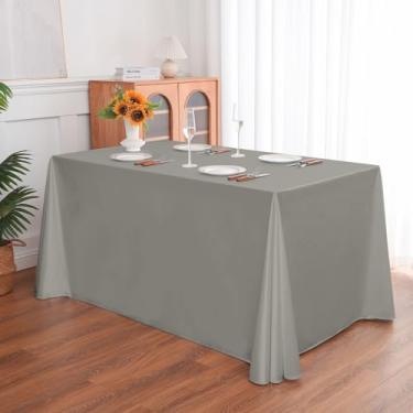 Imagem de Wuluwala Toalha de mesa retangular para banquetes, cor sólida, resistente, resistente a vincos, lavável, toalha de mesa de cetim, capa decorativa para mesa de jantar, festa de buffet e casamento
