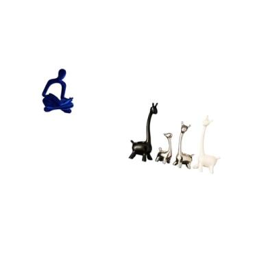 Imagem de Fenteer Escultura de Girafa Abstrata, Estátua de Cerâmica Moderna, Coleção de Arte Versátil para Mesa de Escritório, Estante, Enfeite de Centro de Mesa para Q