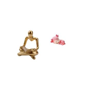 Imagem de Fenteer Escultura Criativa Abstrata de Veado Dormindo para Sala de Estar E Cozinha, Mesa de Jantar, Decoração Artesanal, Acabamento Fino