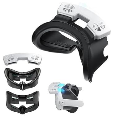 Imagem de Gaekol Face Cover Pad with Magnetic 3-Speed Cooling Fan for Meta Quest 3 Accessories, 3-in-1 Quick-Release Face Cushion Cover for Oculus Quest 3, Replacement Facial Interface Relieve Lens Fogging