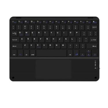 Imagem de QYiiD Teclado Bluetooth, mini teclado Bluetooth ultrafino com touchpad para tablets, smartphones, laptops, desktops, computadores – design de hibernação automática, preto