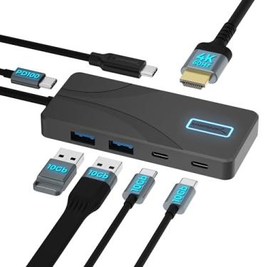 Imagem de SABRENT Hub USB tipo C de 5 portas com portas USB 3.2 de 10 Gbps, saída HDMI 4K, entrega de energia de 80 W, 2 USB-A, 2 USB-C, estação de ancoragem portátil para laptops, tablets, smartphones, suporte