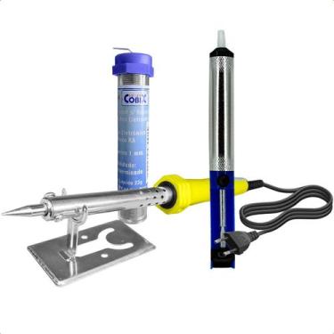 Imagem de Kit Solda Profissional Ferro de Solda 60W 127V com Tubo de Estanho e S