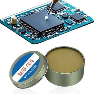 Imagem de Pasta de fluxo de solda | Ferramenta de pasta sem chumbo de 100 g | Soldagem por fluxo, para reparo de placa de circuito elétrico de joias, tubo de encanamento, vidro colorido de cobre e alumínio