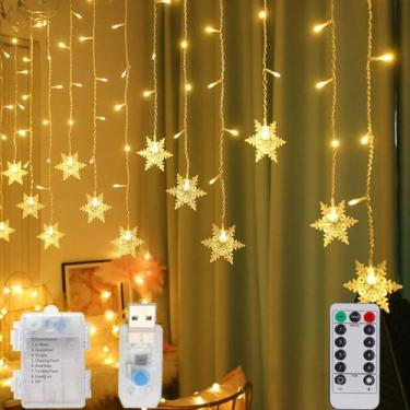 Imagem de Luzes De Natal LED Em Forma De Floco De Neve 3M USB Luzes De Cortina P