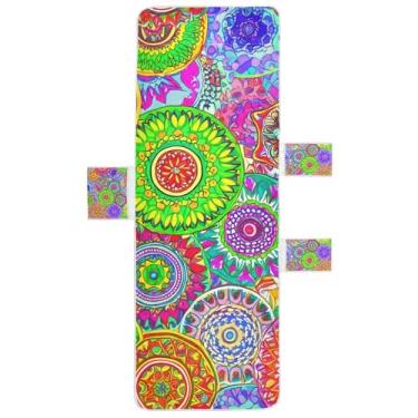 Imagem de STAYTOP Capa de toalha de cadeira de descanso 215,88 cm x 76,2 cm, capa de espreguiçadeira macia, capas de cadeira de praia com bolsos para jardim, pátio, pátio, banhos de sol, gramado, mandala boho