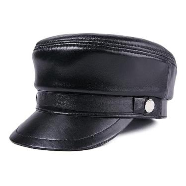 Imagem de uhyOHF Boné unissex de couro marinheiro violinista boina de pescador grego boina jornaleiro, boina masculina e feminina chapéu pintor vintage (C-G