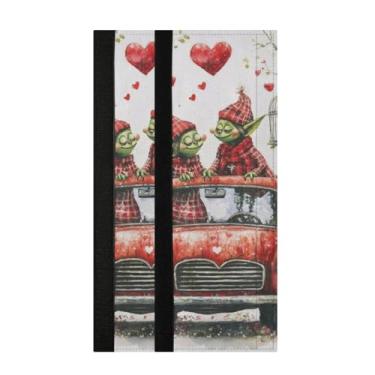 Imagem de Burbuja Conjunto de 2 capas de maçanetas de geladeira de caminhão para amante de gnomos dos namorados, laváveis, forno, micro-ondas, antiderrapante, 35,5 x 14 cm