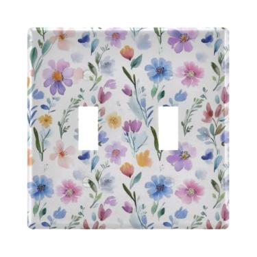 Imagem de Burbuja Capa de placa de parede para interruptor de luz com padrão floral, placa decorativa de parede, parafusos incluídos, 2 faixas