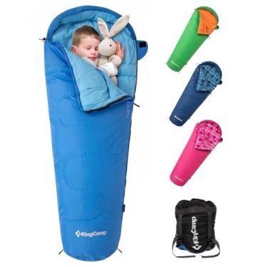Imagem de KingCamp Saco de dormir infantil de 6 °C, leve, impermeável, compacto, de flanela, para clima frio e quente, acessórios essenciais para acampamento, serve para crianças de 10 a 12 anos de altura