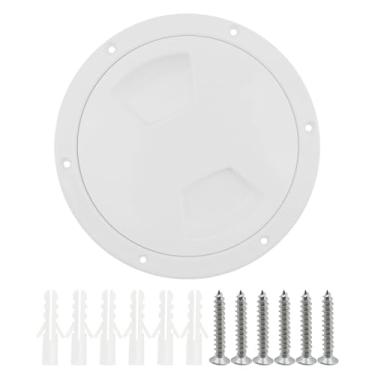 Imagem de Crapyt Capa de escotilha de placa de inspeção de barco redonda de 12,7 cm, tampa de escotilha de caiaque com parafusos, para caiaque, iate, placa de convés de trailer, branca