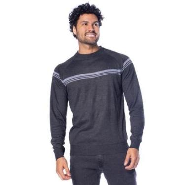 Imagem de Suéter Masculino John Sailor Listrado Gola Careca Preto-Masculino