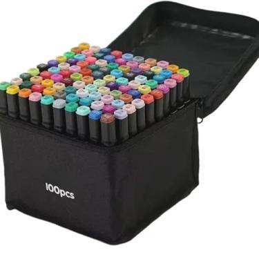 Imagem de Kit de Canetas Coloridas com 100 Cores, Estojo com Zíper, Traço Preciso para Desenho, Escrita e Projetos Artísticos