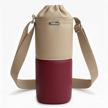 Imagem de Bolsa Térmica (BEGE COM VINHO) RAMIERE para Garrafa de 750 ML em Couro Sintético - Coleção Cores VERÃO 2026