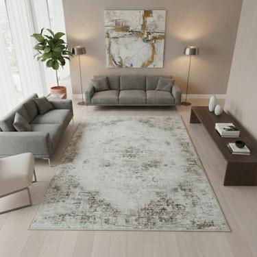 Imagem de Zanipex Tapetes de área de 20 x 25 cm para sala de estar, tapetes laváveis para quarto, 13 x 17 cm, entrada de corredores, cozinha, tapete boho interno, tapete bege para escritório (cinza neutro