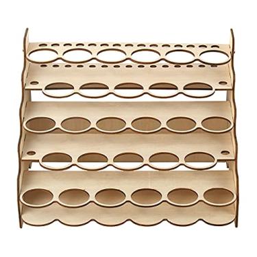 Imagem de Almencla Rack de organizador de pincéis básico, para garrafas e pincéis, acabamento em madeira , 28 furos 35 mm a
